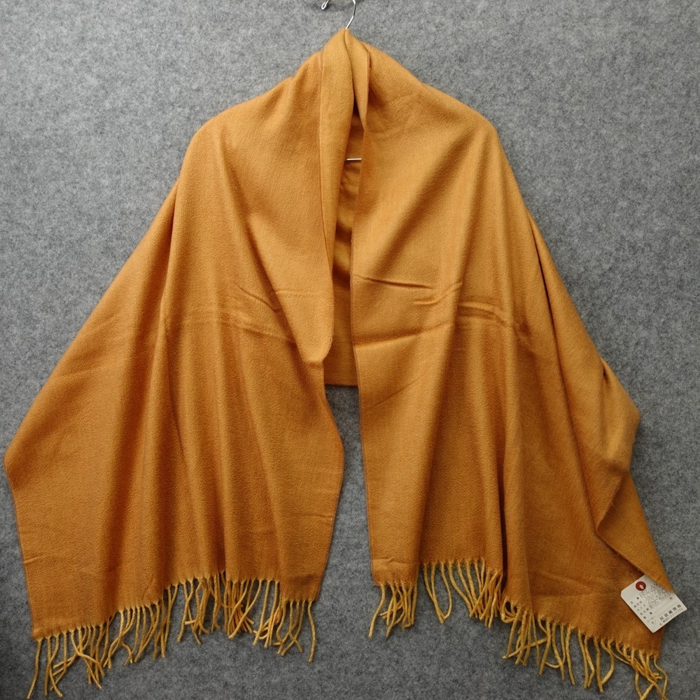 Cashmere Silk Shawl Wrap Womens Camel Solid Oversized Scarf Winter Fringe 25x70